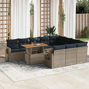 Set Divani da Giardino 11 pz con Cuscini in Polyrattan Grigio 3327204