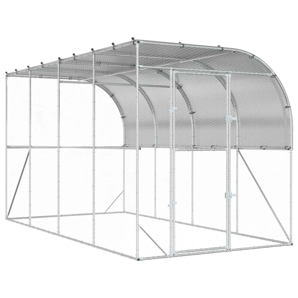 Gabbia per Polli Contro il Muro Argento 600 x 150 x 215 cm 3434736