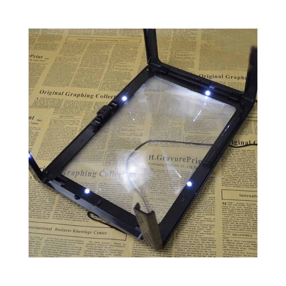 Trade Shop - Lente Ingrandimento Da Tavolo Collo Luce A Led Supporto Lettura A Pile -