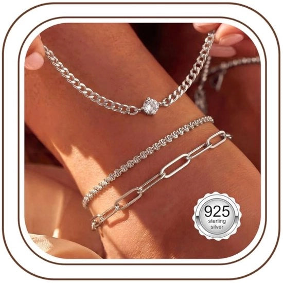 Anello per piede con catena in argento sterling 925 - acqua resistente - regolabile - elegante collana per piede - cuore/periody - zircone - anello per piede