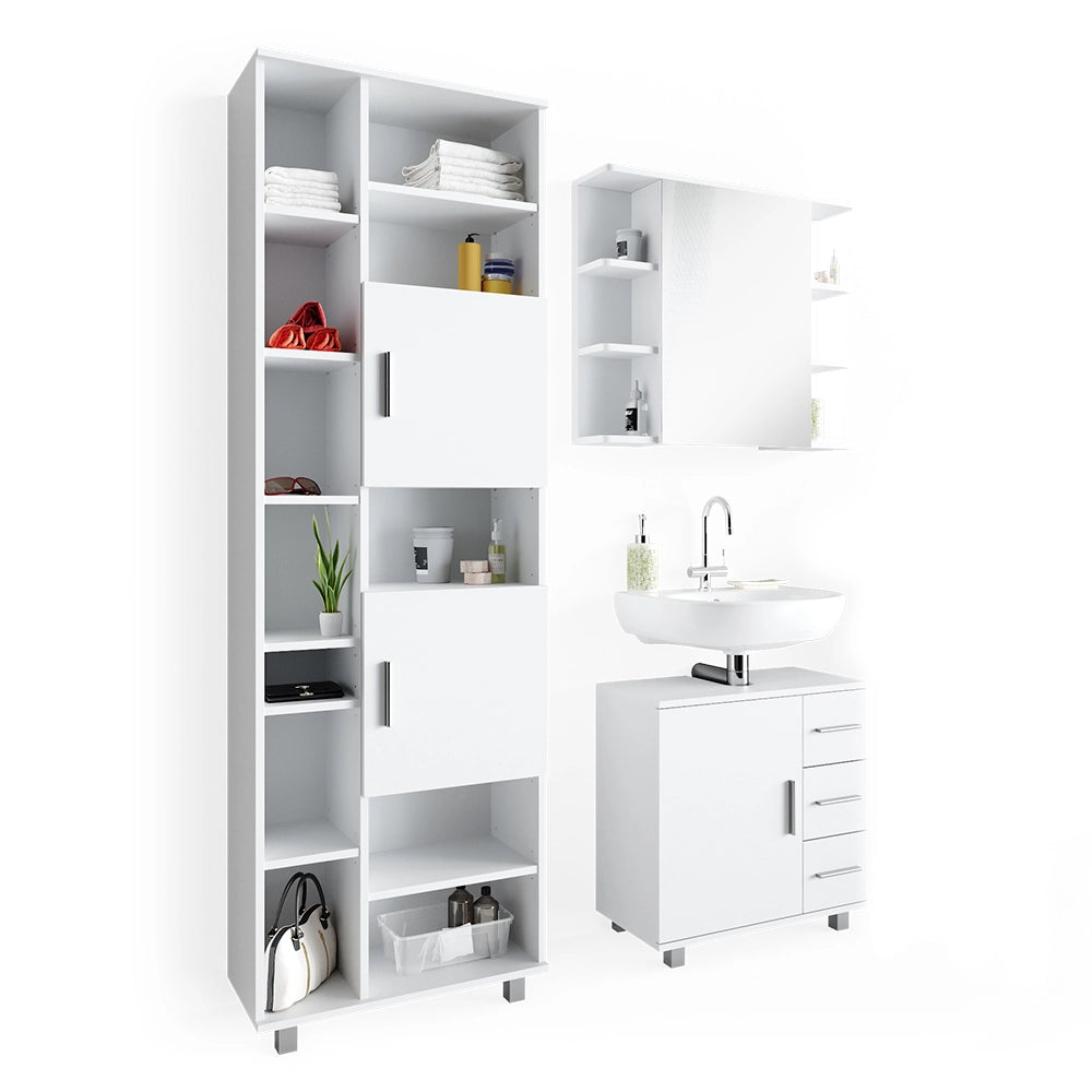 Vicco Set mobili bagno Bianco 3 pezzi, con base 60 cm