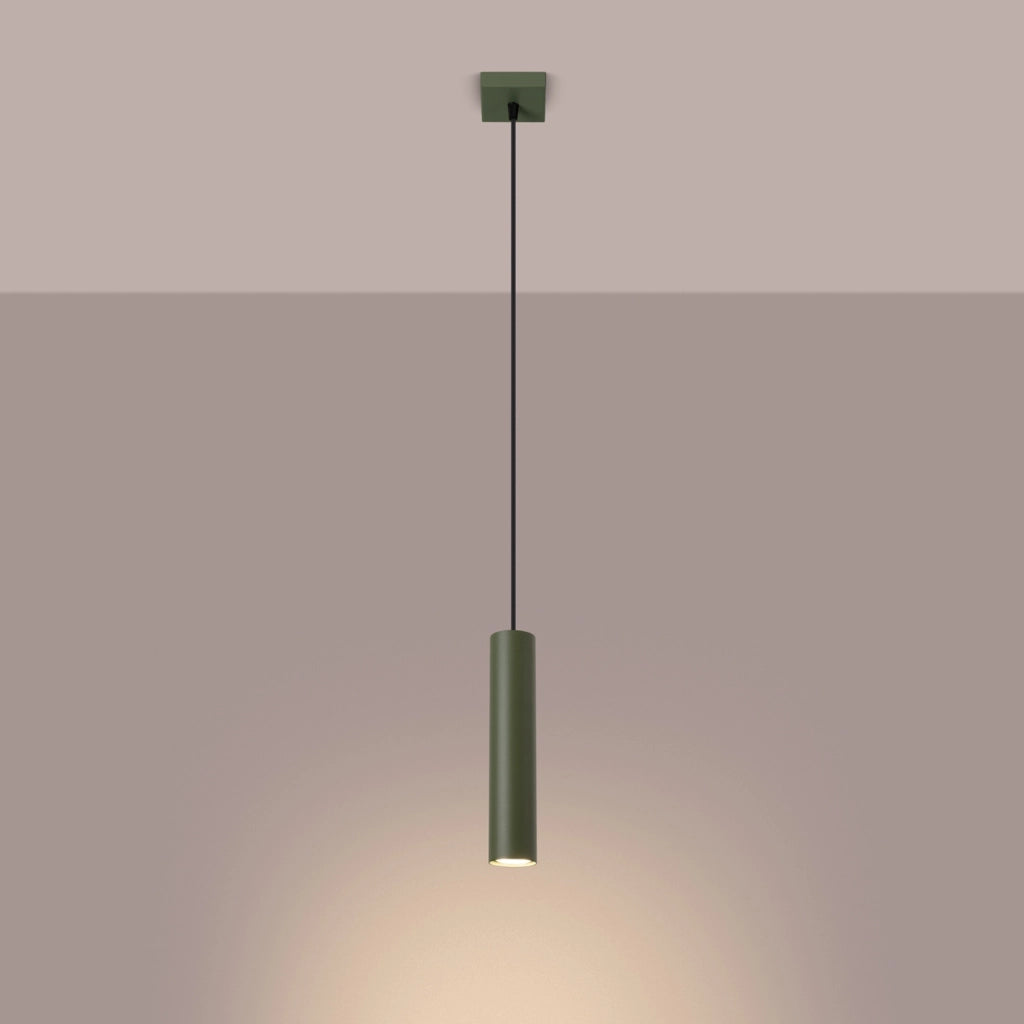 Lampada a sospensione moderna verde oliva tubo 30cm GU10