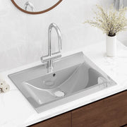 Lavandino con Troppopieno-Lavabo-Lavello 60x46x16 cm in Ceramica Argento