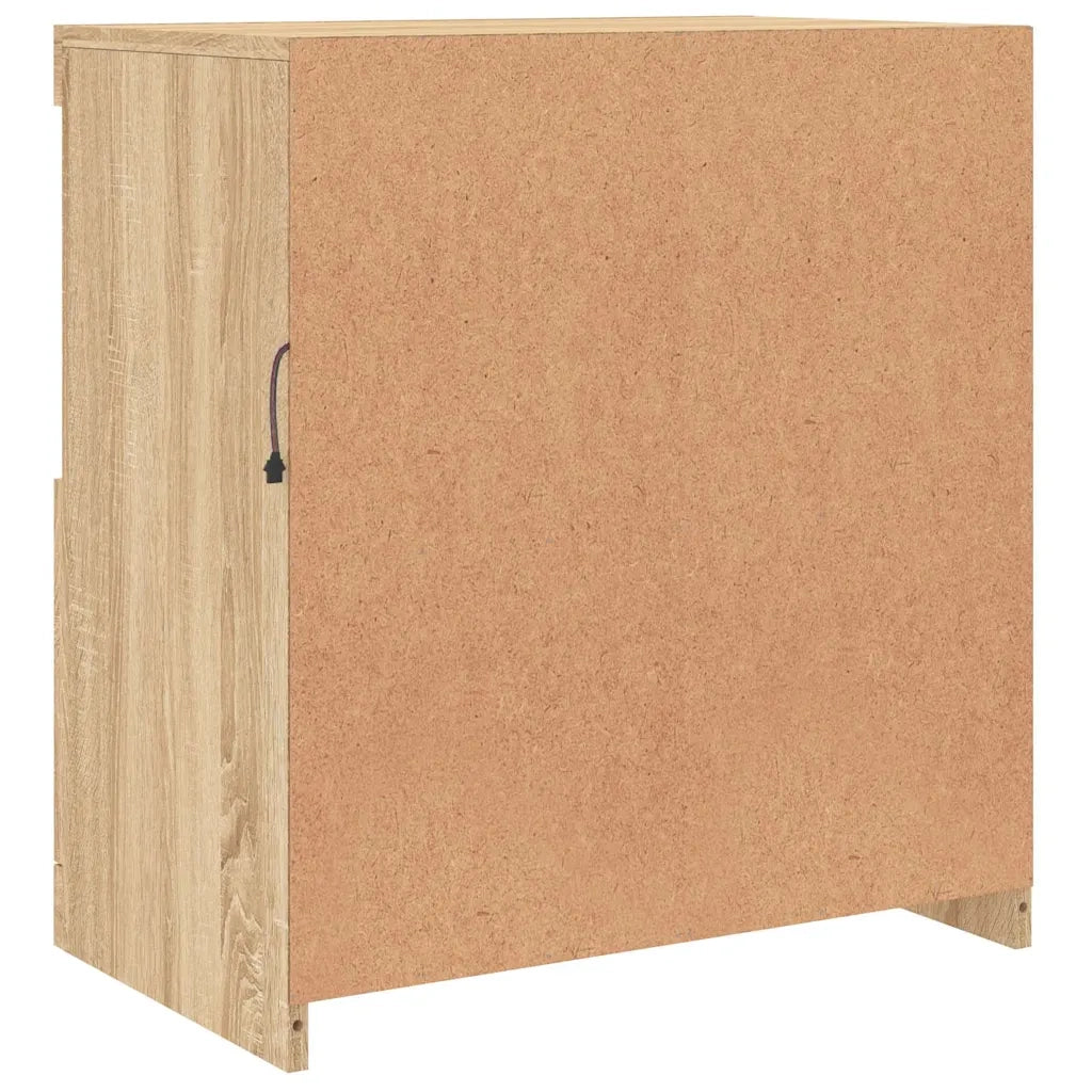 Credenza | Madia | Buffet da pranzo | Armadio da pranzo con Luci LED Rovere Sonoma 60,5x37x67 cm