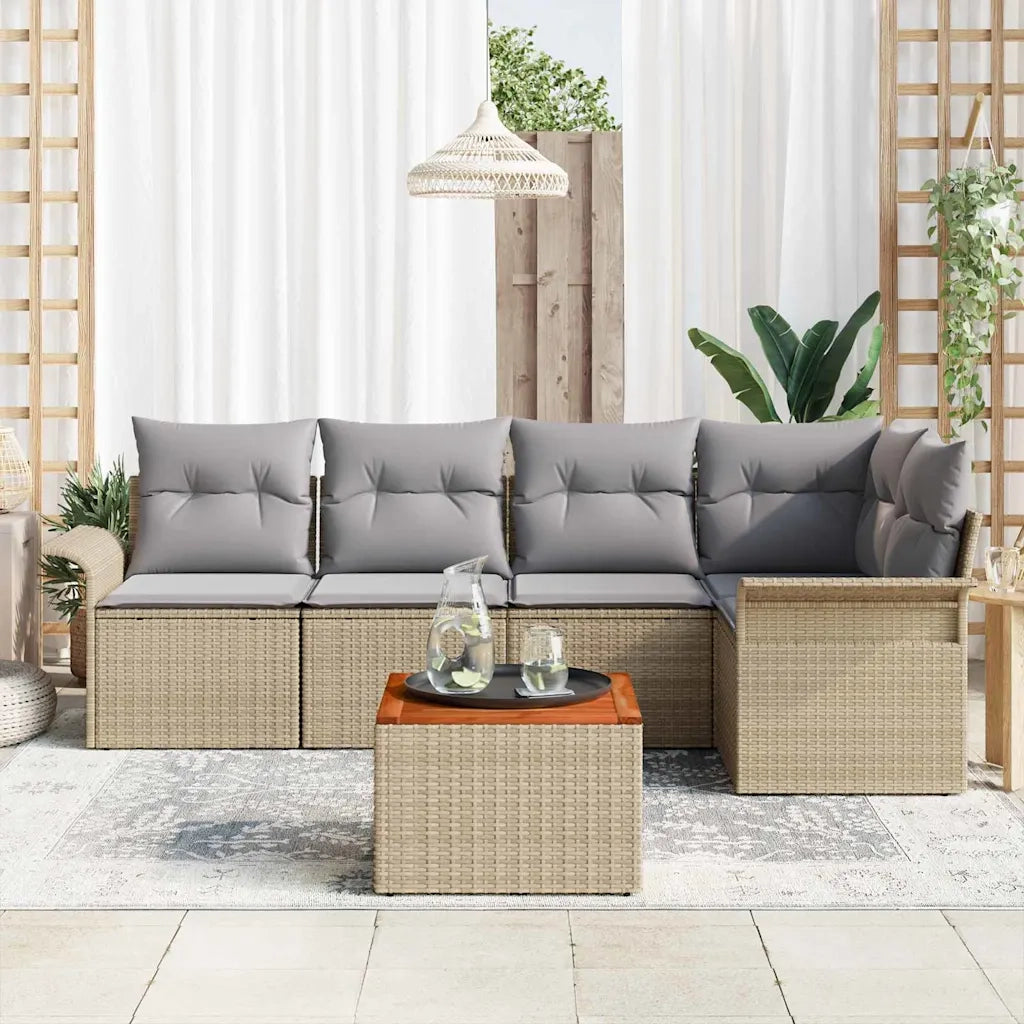 Set Divano da Giardino 6 pcs Beige e Grigio Chiaro polyrattan 3355998