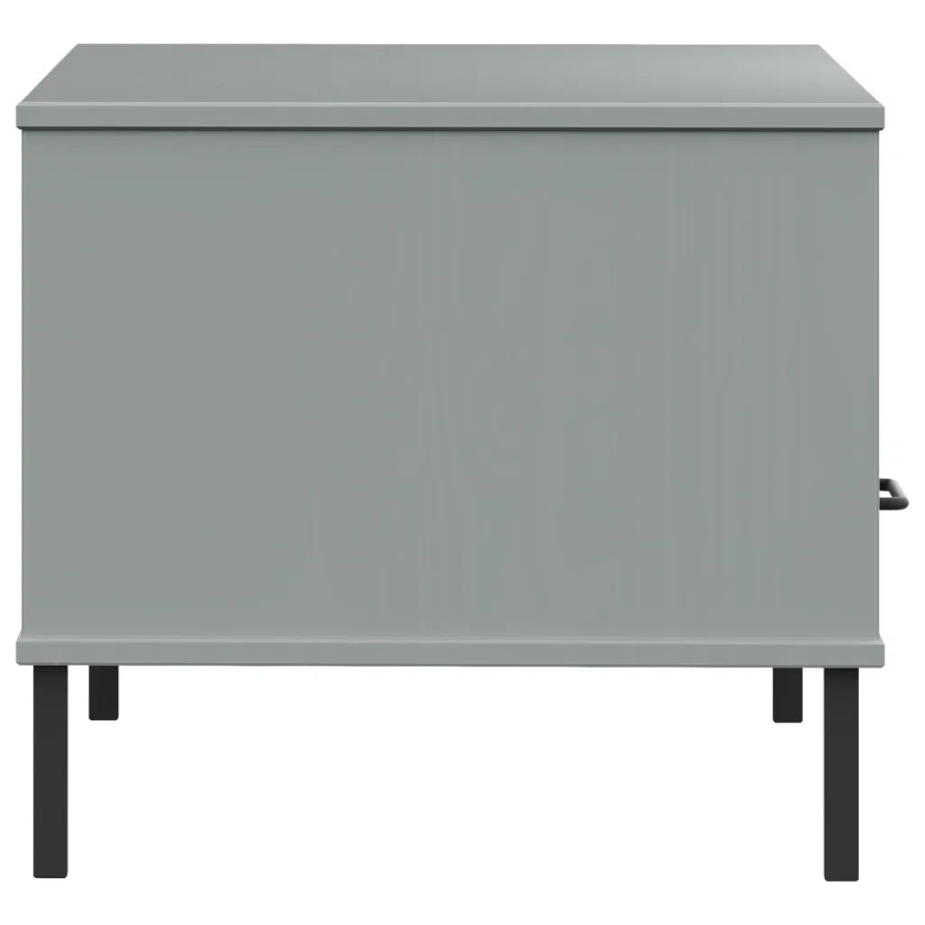 Tavolino da salotto | Tavolino da caff¨¨ | Tavolino da Soggiorno Gambe Metallo Grigio 85x50x45 cm Legno Massello OSLO