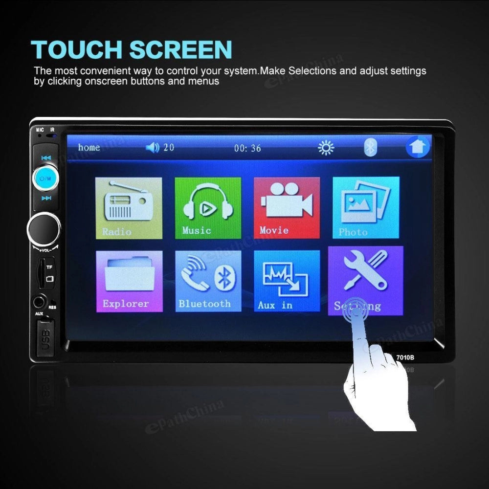 Trade Shop - 7010b 7" Hd 1080p Lcd Double-din Bluetooth Auto Video Mp5 Stereo Lettore Mp3 -