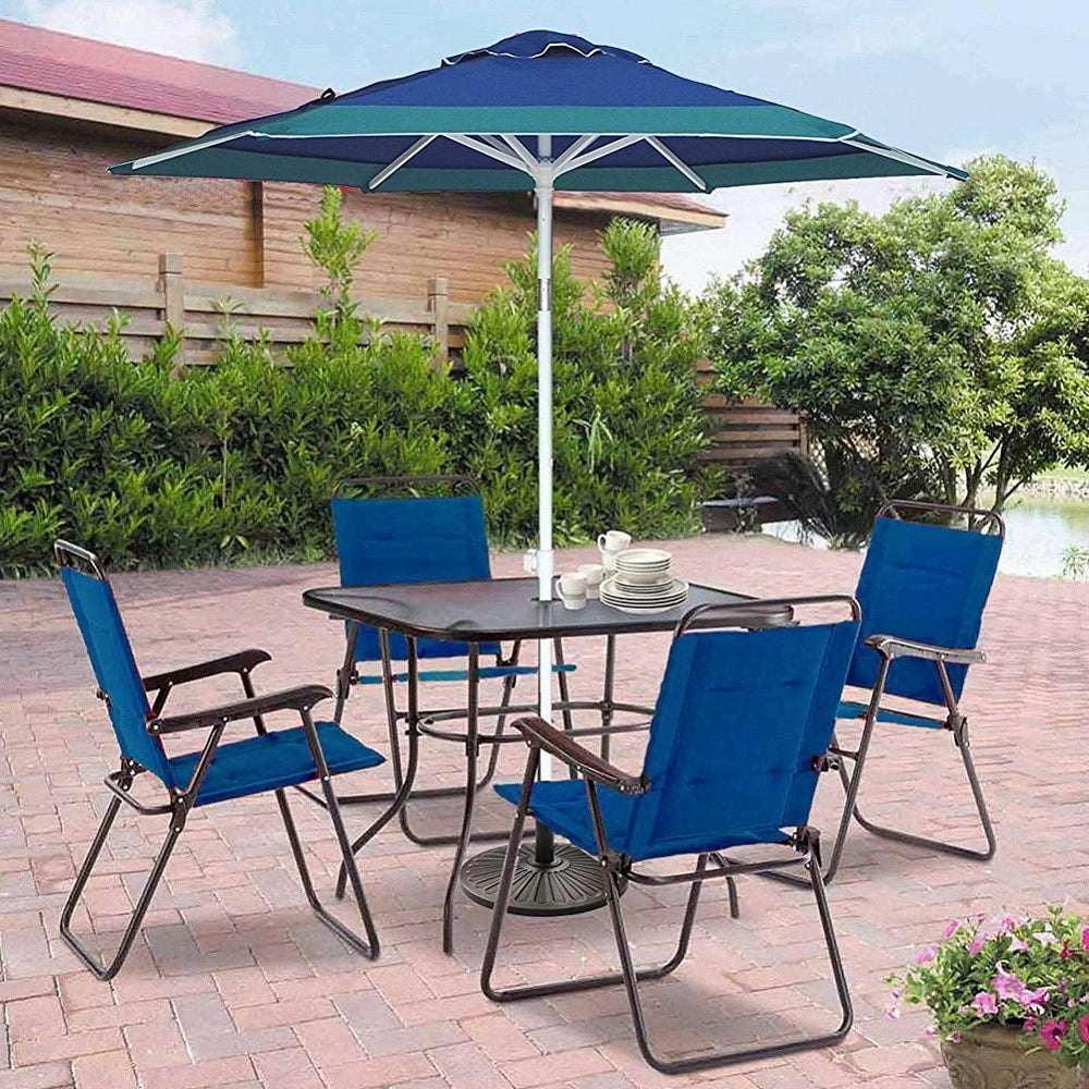 Trade Shop - Ombrellone Mare Spiaggia Giardino Acciaio Grande 210cm Turchese Blu Con Custodia -