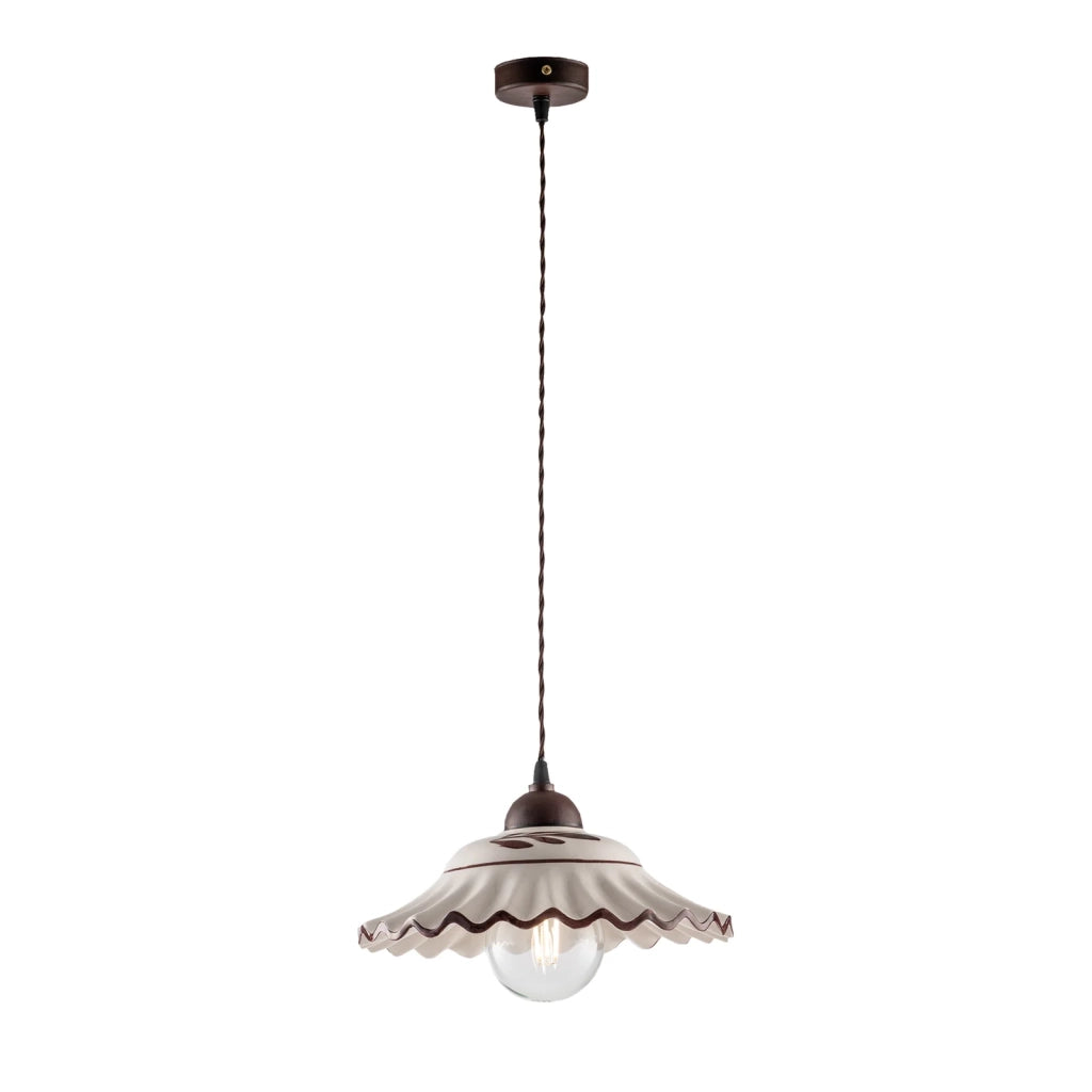 Lampadario Rustico Palma 1 Luce Bianco LuceArt Classic