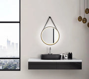 Specchio per bagno con illuminazione Ø 55 cm telaio in alluminio di alta qualità - nero/oro - colore della luce neutro bianco