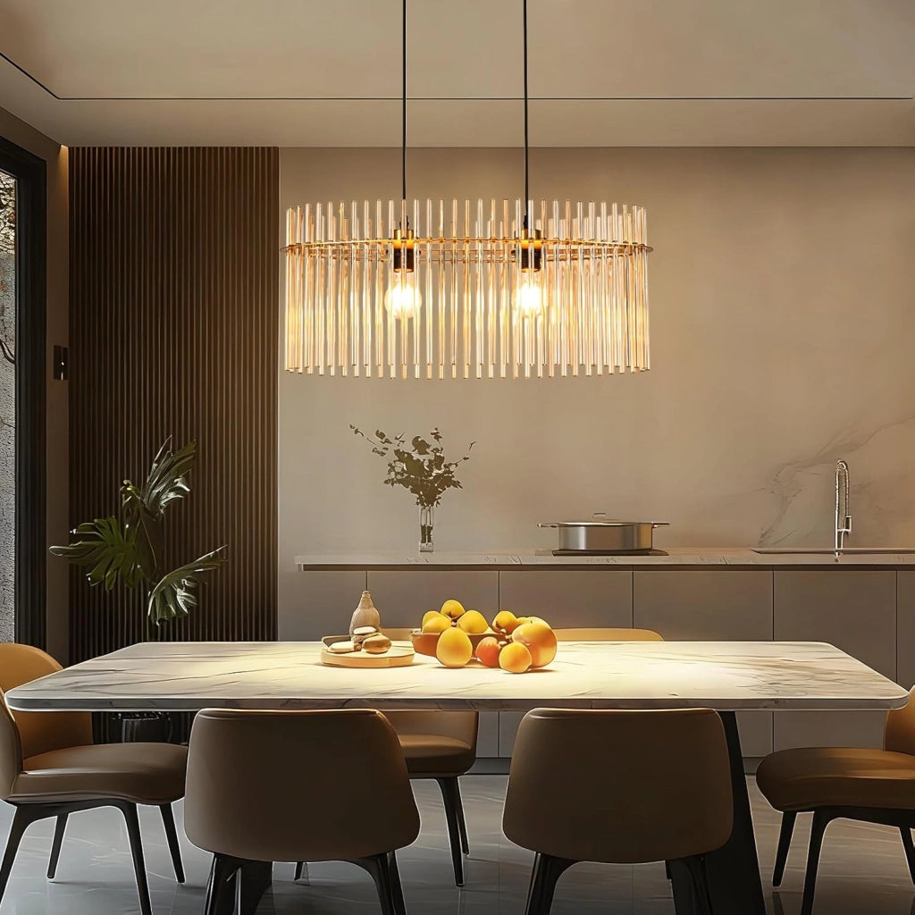 Lampada a sospensione ZMH E27 in vetro dorato 2 luci per cucina soggiorno (senza lampadina)