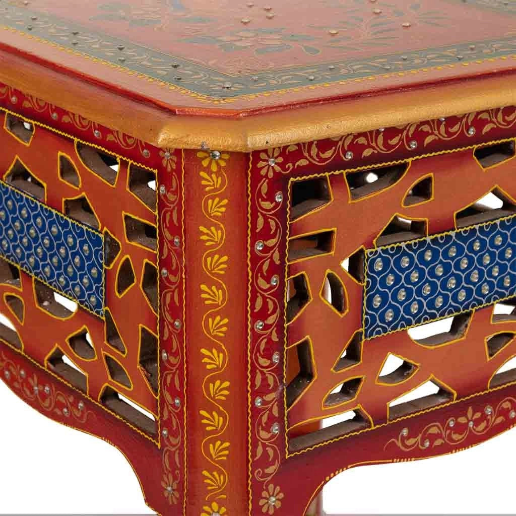 Comodino in legno verniciato fatto a mano con 1 cassetto marrone 38x38x44,5