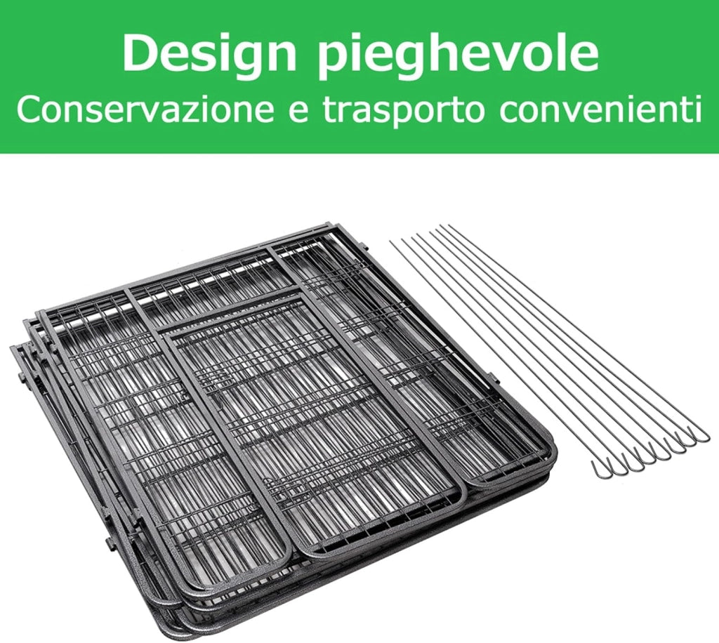 Recinto per Cani da Interno ed Esterno, Recinzione per Animali Domestici con 8 Pannelli di Metallo, Box per Cani, Gatti e Conigli, 80 x 100 cm