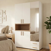 Armadio Camera da Letto Pianezze, Guardaroba 3 Ante Appendiabiti, 134.5x56 cm Bianco