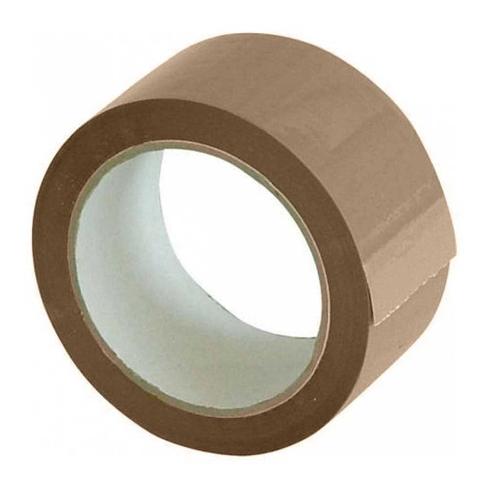 Trade Shop - Set 6 Nastri Adesivi Avana 50 Mm X 66 Mt Con Etichetta Nastro Imballaggi Marrone -
