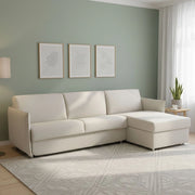 Scordia, Divano Letto con Penisola Sfoderabile Made in Italy, 260x160 cm Beige