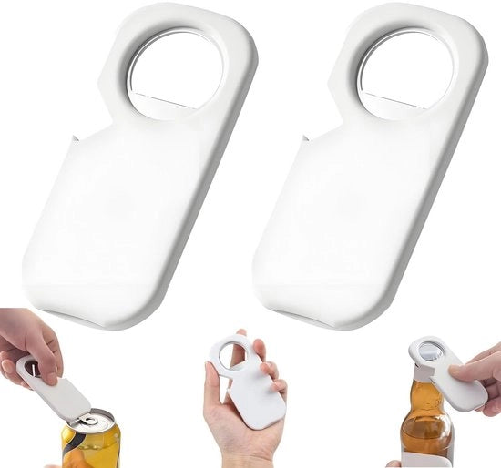 Apri-bottiglie Multifunzionale - Opener per Bottiglie - Apri-lattine - Magnete per Frigorifero - 2 Pezzi - Acciaio Inossidabile/Plastica - Apri-bottiglie