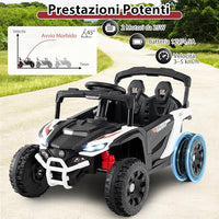 12V Macchina Elettrcia per Bambini, UTV Auto Elettrica con Telecomando, 3 Velocità, Luci LED, Musica, Clacson e Sospensioni a Molla, 3-5 km/h, Ideale per Bambini 3 Anni+ (Bianco)