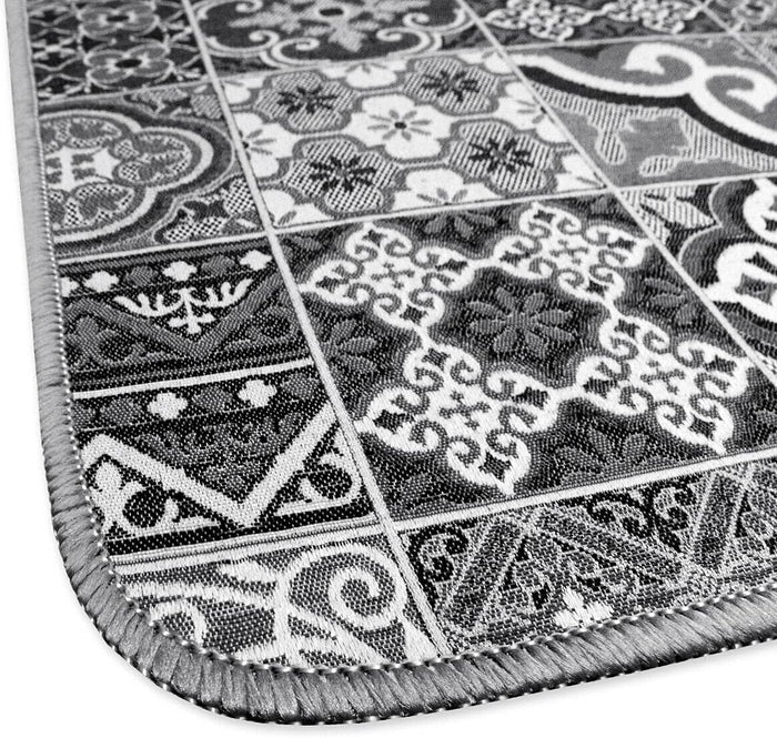 Tappeto Cucina 54x110 cm Mattonella Maiolica Passatoia Bordata Antiscivolo Made In Italy Beige