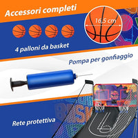 Macchina da Pallacanestro Elettronica, Canestro Basket da Camera a Doppio Tiro Pieghevole con Punteggio Elettronico, 4 Palle, 8 Modalità di Gioco e 2 Canestri (Viola)