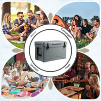 Frigorifero Portatile da 47 Litri, Frigo da Campeggio con Portabicchieri Integrati, Freddo Portatile con Manico, Fino 5-7 Giorni, Regolo e Apribottiglie, per, Campeggio, Picnic, Pesca