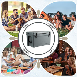 Frigorifero Portatile da 47 Litri, Frigo da Campeggio con Portabicchieri Integrati, Freddo Portatile con Manico, Fino 5-7 Giorni, Regolo e Apribottiglie, per, Campeggio, Picnic, Pesca