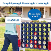 Forza 4 Gigante per Bambini e Adulti, Set Forza 4 per Interni ed Esterni, Gioco Familiare per Feste e Vacanze, 120 x 42 x 104 cm