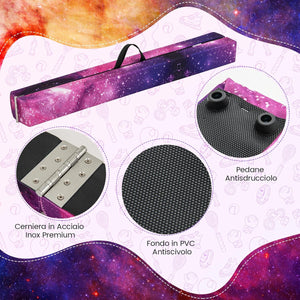 Trave Ginnastica Artistica per Casa 210/240 cm, Trave Pieghevole per Bambini con Maniglia, Base in Legno e Fondo Antiscivolo, Trave di Equilibrio da Pavimento