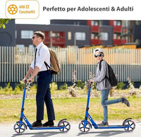 Scooter Monopattino a Spinta per Bambini Pieghevole e Regolabile in Altezza (91-106 cm), con Ruote Luminose e Cavalletto, Carico Massimo 100kg