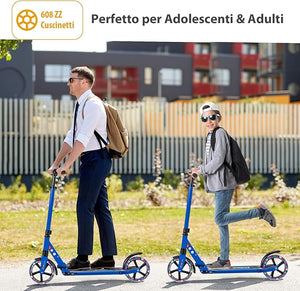 Scooter Monopattino a Spinta per Bambini Pieghevole e Regolabile in Altezza (91-106 cm), con Ruote Luminose e Cavalletto, Carico Massimo 100kg