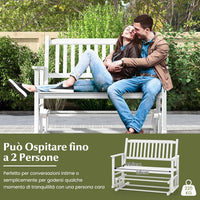 Panca a Dondolo a 2 Posti con Sicuro e Delicato Movimento Oscillante, Telaio in Legno Massello, Sedia a Dondolo per Giardino con CapacitÃ  di carico 225 kg, 126 x 68 x 100 cm, Bianco
