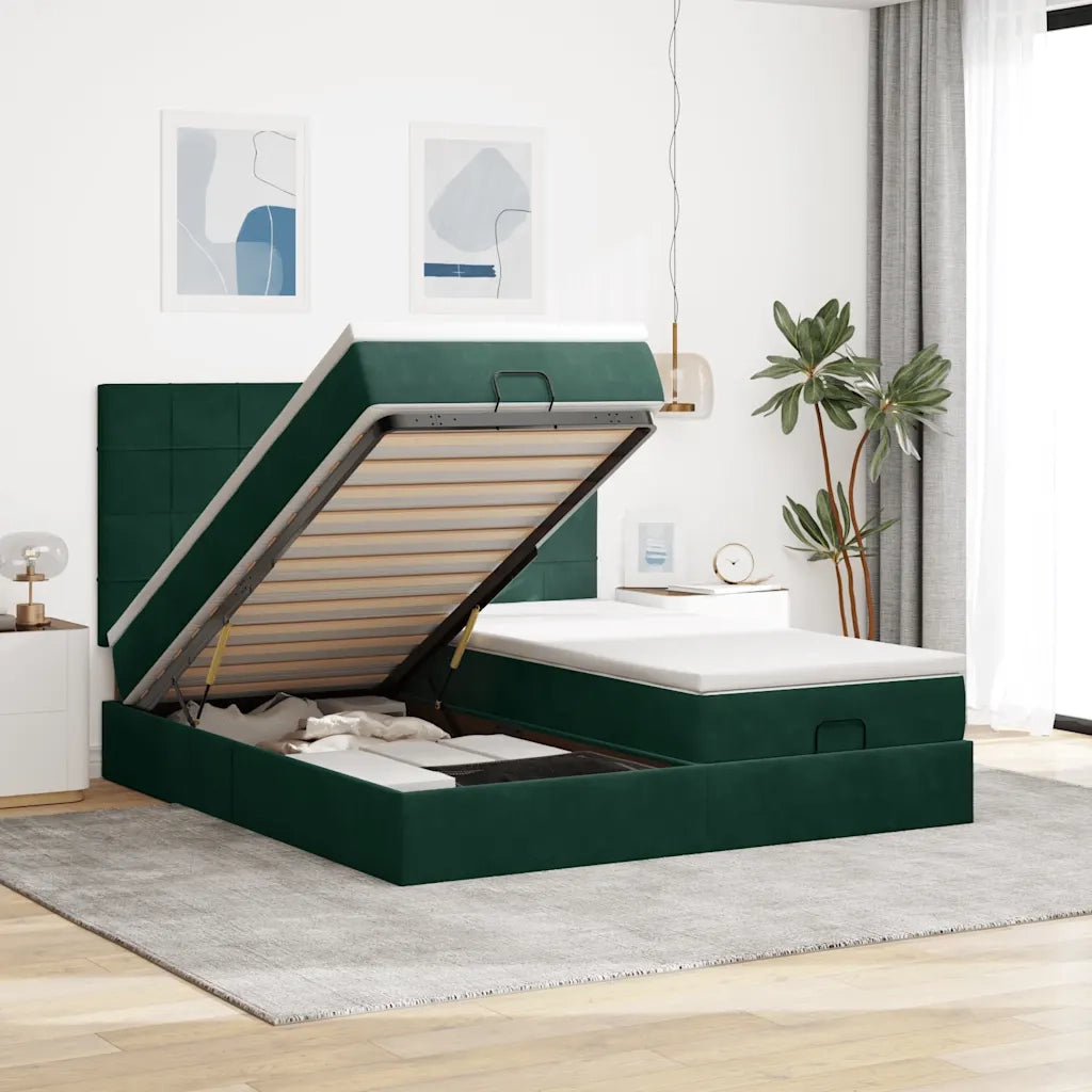 vidaXL Struttura Letto Pouf con Materassi 180x200 cm Velluto