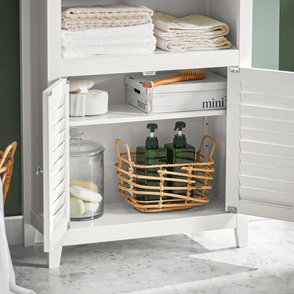 Mobiletto da Bagno salvaspazio Armadietto in Legno Bianco L60*P26*A90 cm, BZR13-W