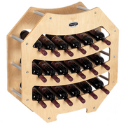 CANTINETTA IN LEGNO PORTA BOTTIGLIE VINO MODELLO OTTAGONO 18 BOTTIGLIE FINITURA ACERO L.75 x P.25 x H.75 100% FABBRICATO IN ITALIA