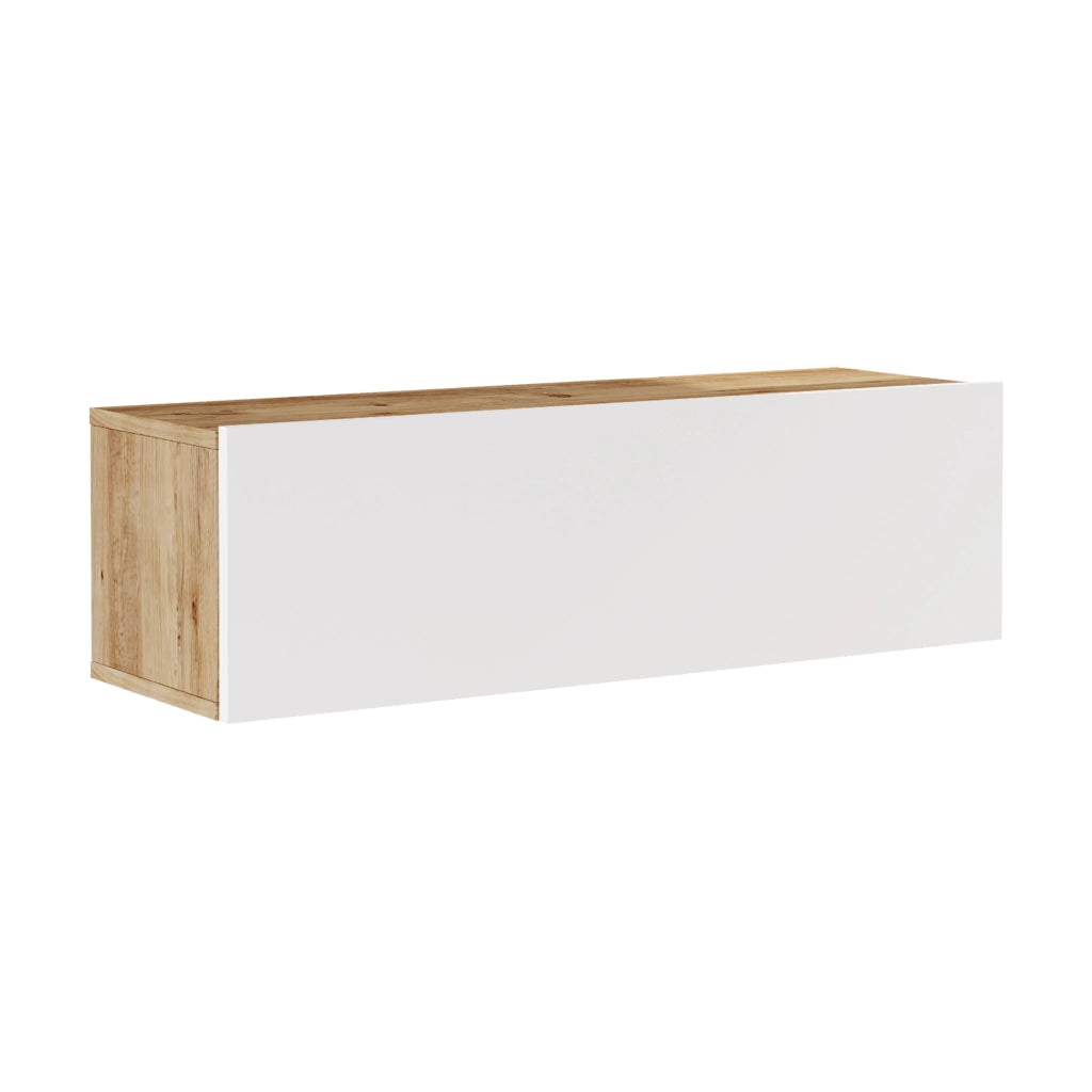 Mobile Porta TV Lapinlahti con Anta a Ribalta Consolle da Parete 100 cm - Rovere Rustico/Bianco [en.casa]