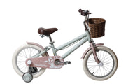 Bicicletta per Bambine Antonella 16 Pollici con Stabilizzatori e Cestino Verde e Rosa Verde e Rosa