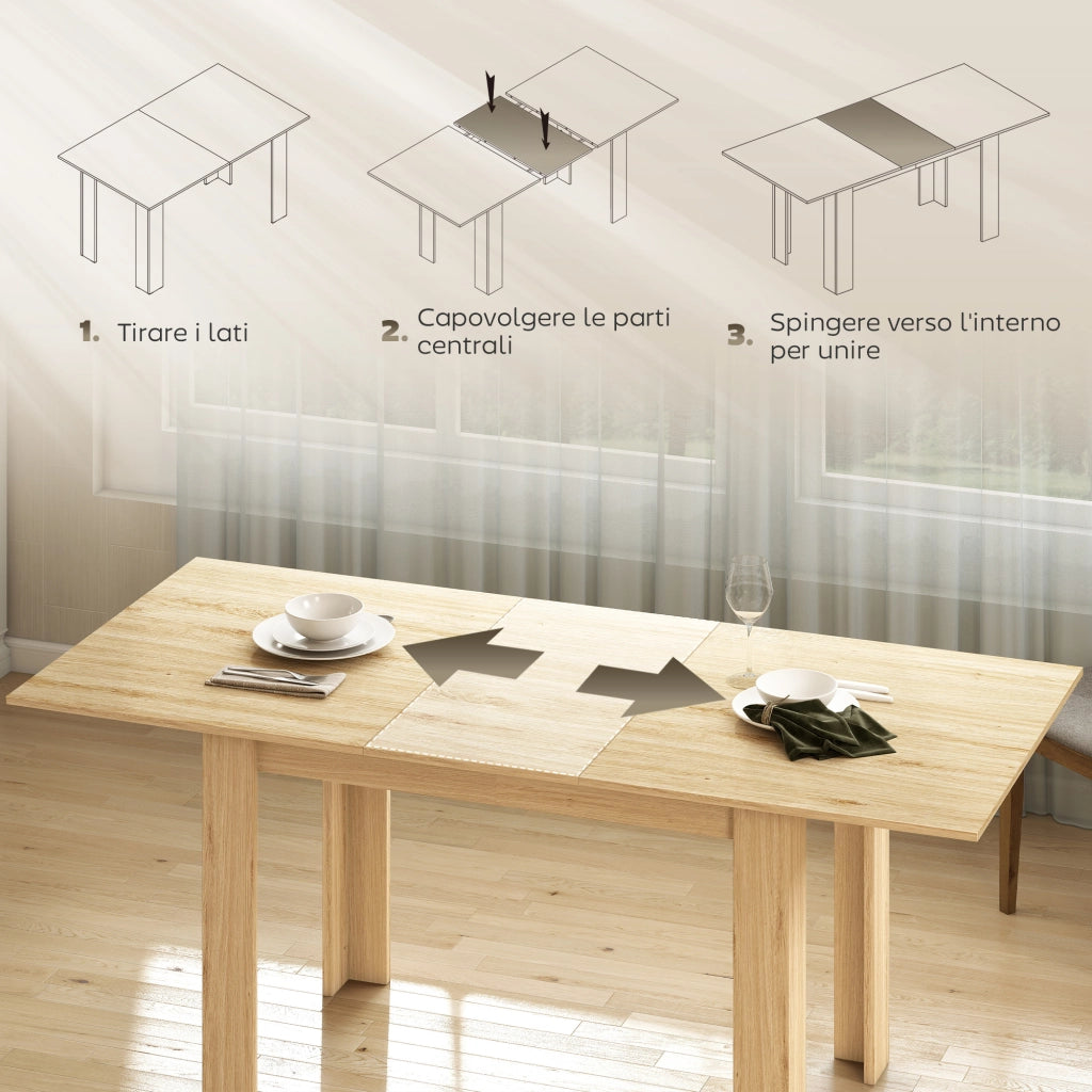 Tavolo Allungabile da Pranzo 140-180x80x75 cm per 6-8 Persone in MDF Color Legno