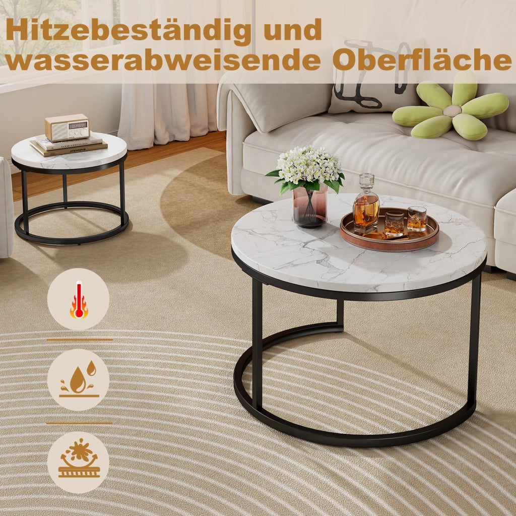 Set di 2 pezzi, 70x70x45 cm, in bianco e nero, realizzati in MDF con struttura in metallo.