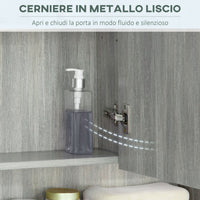 Armadietto a Specchio per Bagno con Ripiani Regolabili 3 Porte e Mensola 90x15x75 cm Grigio