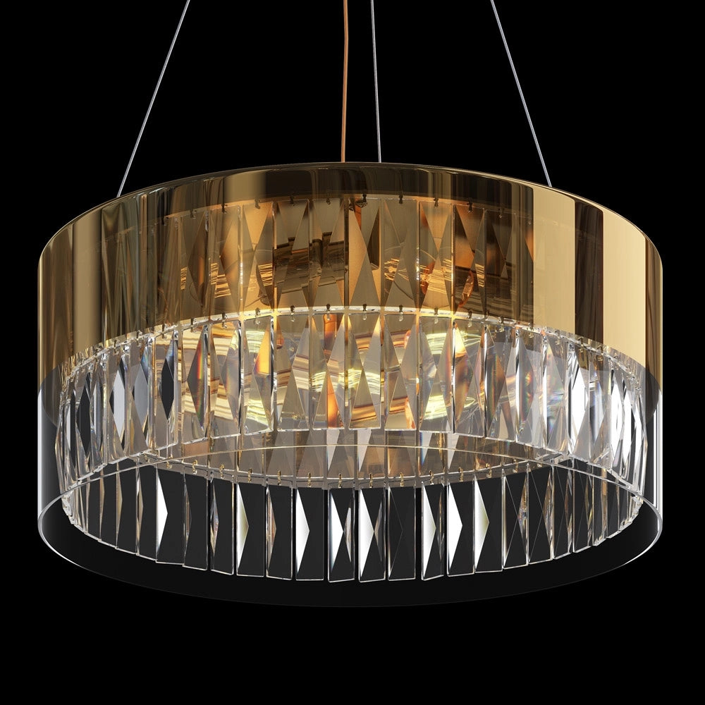 Lampadario Contemporaneo Wonderland Acciaio Oro 6 Luci Diffusori Vetro