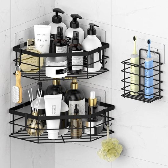 Piastra per doccia, ripiano per spezie, ripiano angolare per cucina e bagno, 8D x 22,5W x 22,5H centimetri