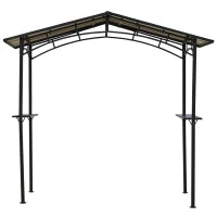 Gazebo da Giardino per Barbecue BBQ con Tetto in PC e Mensole Laterali, 246x149x230cm, Nero