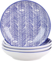 Set di Ciotole in Ceramica Bianca - Stile Giapponese - Servizio a Blu - 700ml - Ramen - Zuppa - Mescolare - Frutta - Noodles - Spuntini - 21 x 21 x 45 cm.