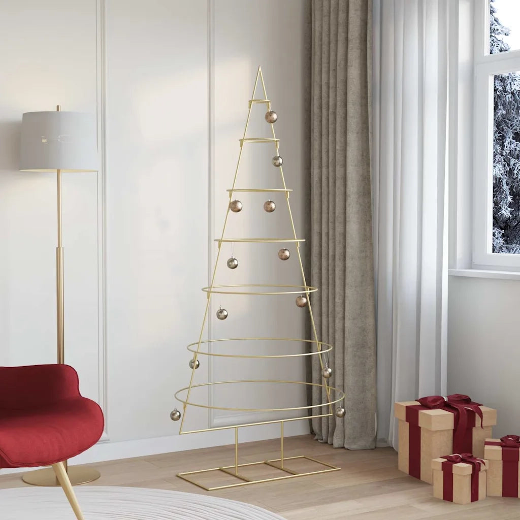 Albero di Natale | Decorazioni natalizie in metallo con supporto Oro 180 cm