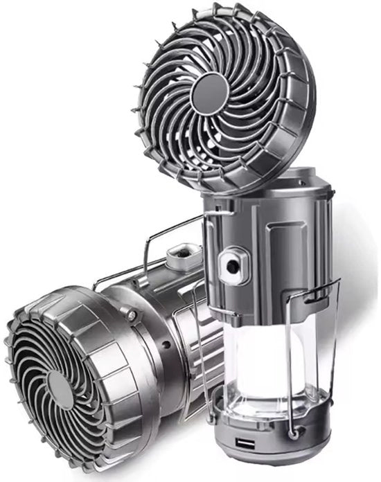 Lampada da Campeggio Solare con Ventilatore - 2-in-1 Soluzione - 100LM LED + 3 Venti di Ventilazione Rapida - Portatile & Immergibile