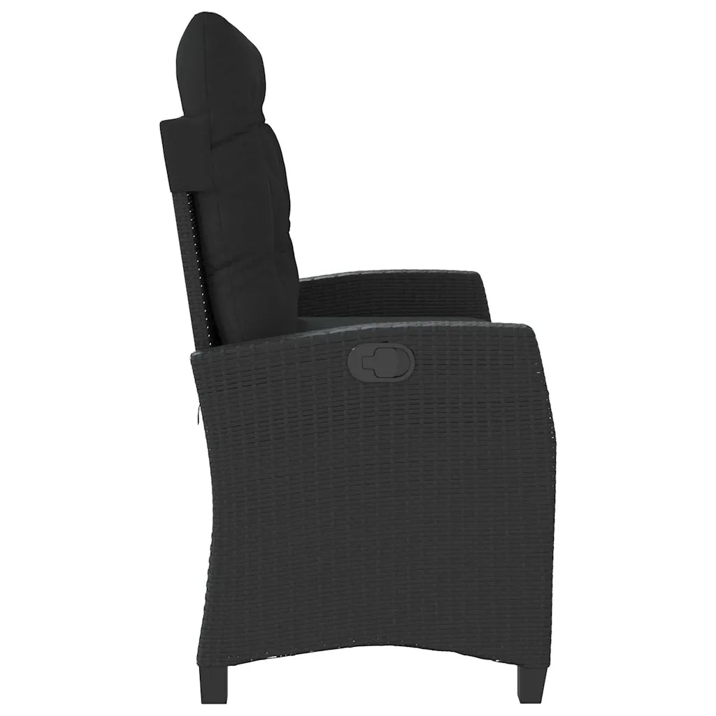 Panca Reclinabile da Giardino con Cuscini Nera in Polyrattan 368226