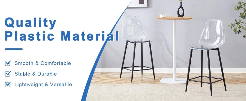Set 2 Sgabelli da Bar Trasparenti ¨C MINIMAL ¨C Struttura in Metallo, Design Moderno