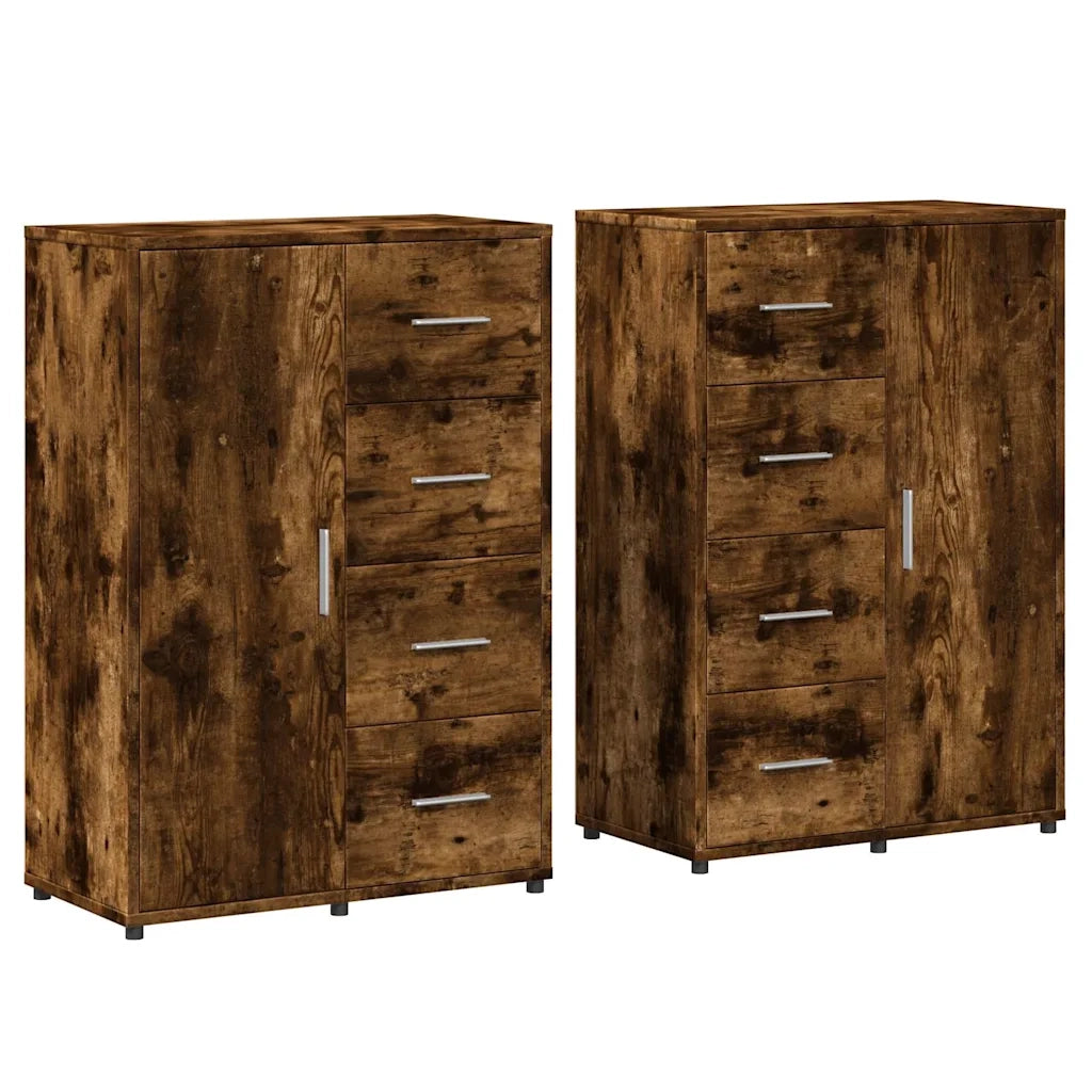 Credenze 2 pz | Madia | Buffet da pranzo | Armadio da pranzo Rovere Fumo 60x31x84 cm in Legno Multistrato