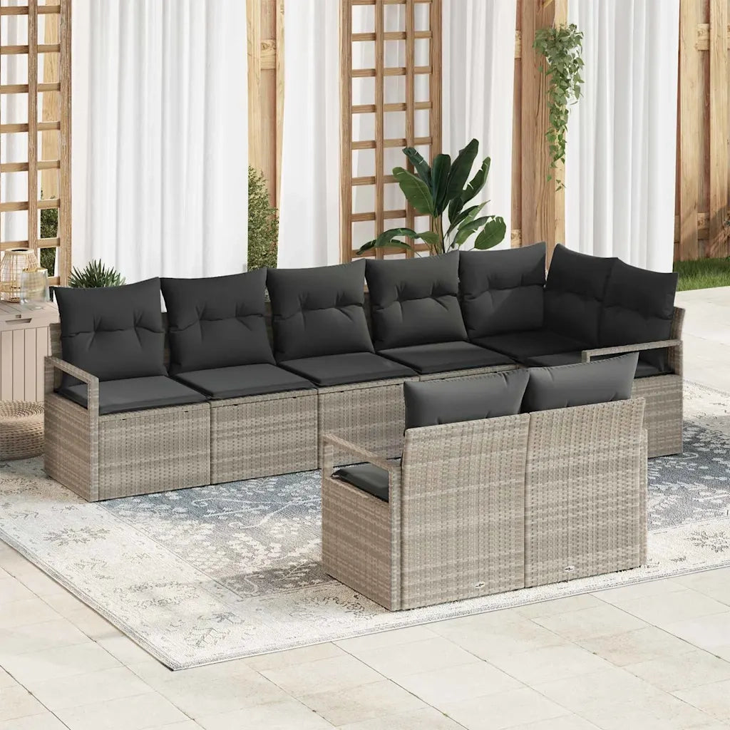 Set di divani 8 pcs Grigio chiaro polyrattan 3346432