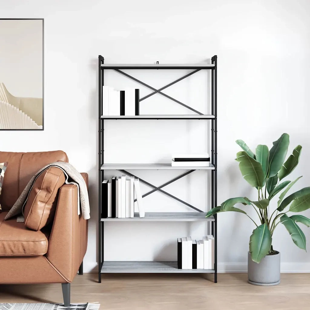 vidaXL Libreria Grigio sonoma 80 x 30 x 153 cm Legno multistrato